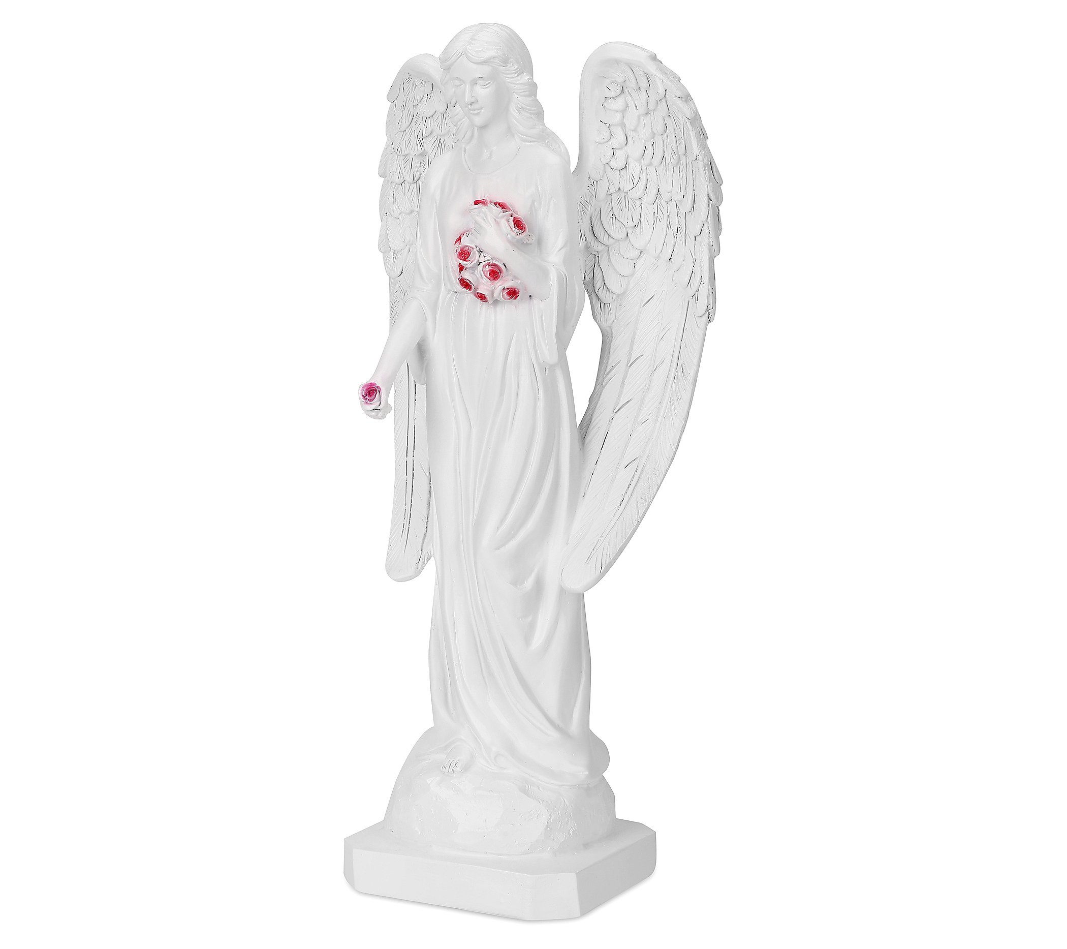 Techko Angel with Closed Wings Statue with Solar Spotlight