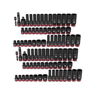 MW SHOCKWAVE 38 in. Drive SAE and Metric 6 Point Impact Socket Set (86-Piece) 49-66-7009-49-66-7009