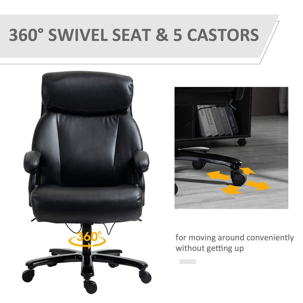 Vinsetto Black, High Back Home Office Chair Adjustable Swivel Executive Chair PU Leather Ergonomic Computer Task Seat 921-503BK