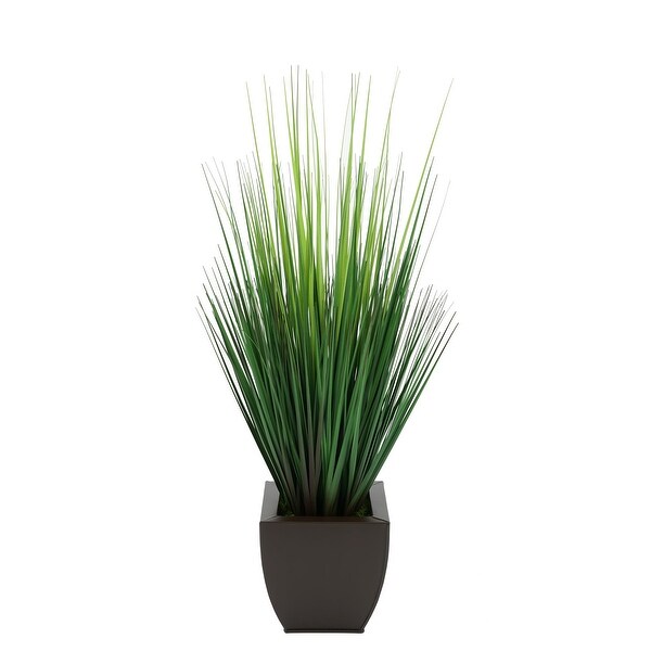 Faux PVC Grass in Tapered Zinc Planter