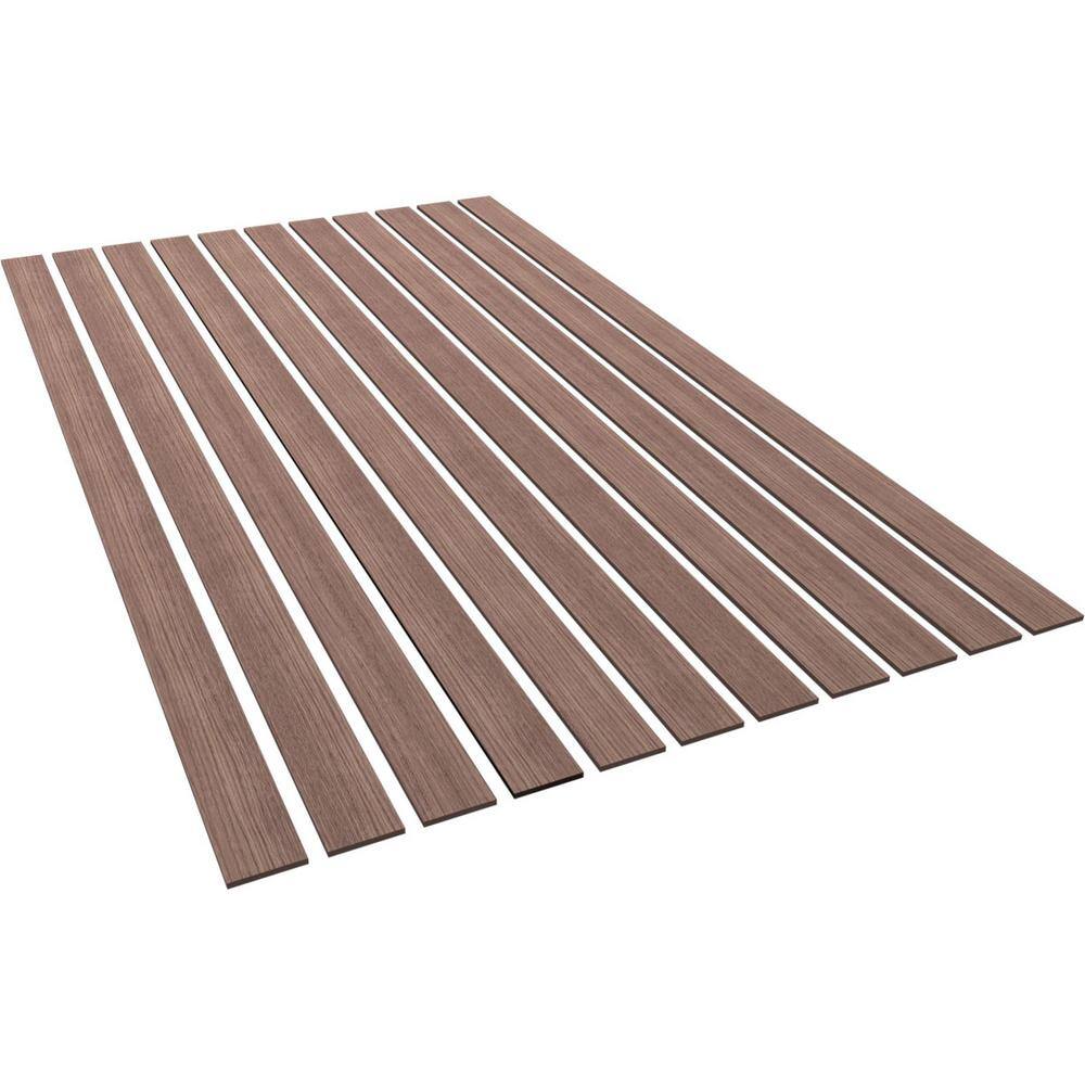 Ekena Millwork 94-in H x-38-in T Adjustable Wood Slat Wall Panel Kit w4-in W Slats Walnut (contains 11 Slats) SWW55X94X0375WA