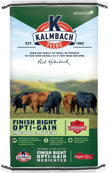 Kalmbach Feeds Finish Right Opti-Gain Growing and Finishing Cattle Feed， 50-lb bag