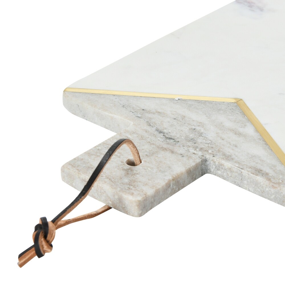 Marble Charcuterie with Brass Inlay and Leather Tie   16.0\