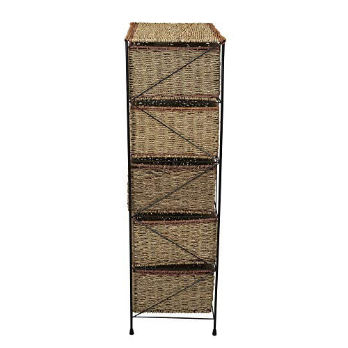 Household Essential ML-5755 Household Essentials 5-Drawer Storage Unit& Seagrass& Rattan& 41.25 by 18 by 12-Inch