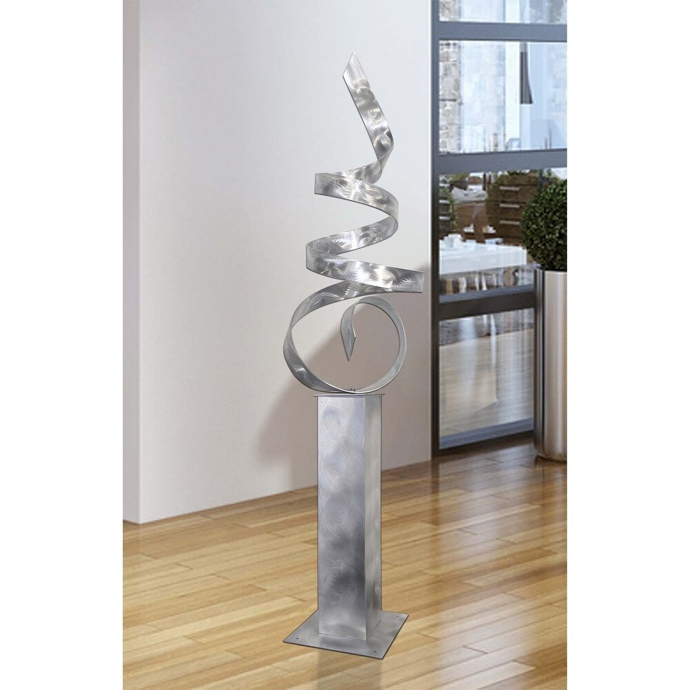 Statements2000 Large Abstract Metal Sculpture Modern Indoor Outdoor Decor by Jon en   Sea Breeze with Silver Base