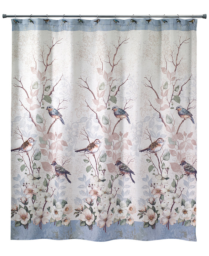 Avanti Love Nest Bird Motif Printed Shower Curtain 72 x 72