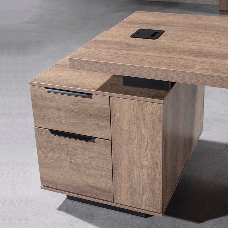 KELLEN Executive Desk with Left Return 1.6-1.8M - Warm Oak & Black