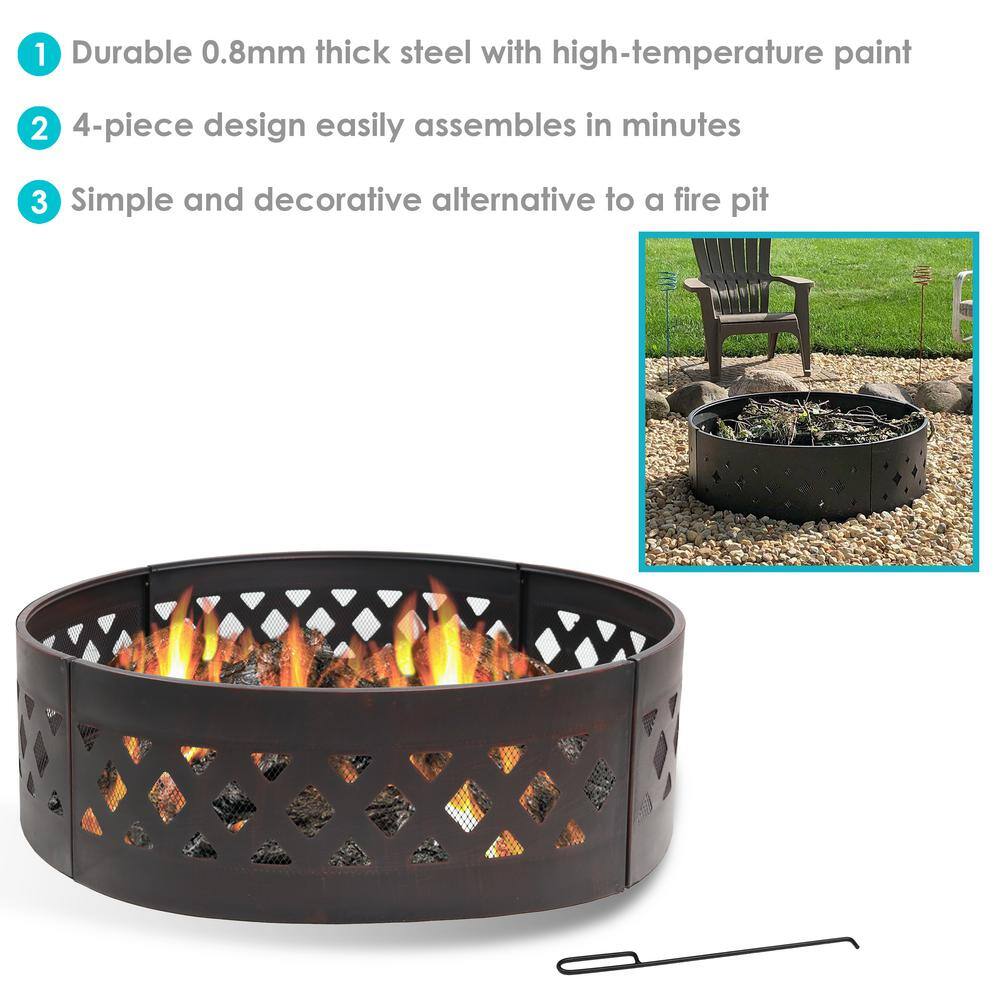 Sunnydaze Decor 36 in. Dia Round Steel Crossweave Wood Burning Campfire Ring KF-CCR36