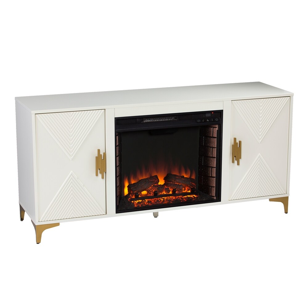 SEI Furniture Lillyvale Contemporary Media TV Stand with Electric Fireplace Insert and Storage