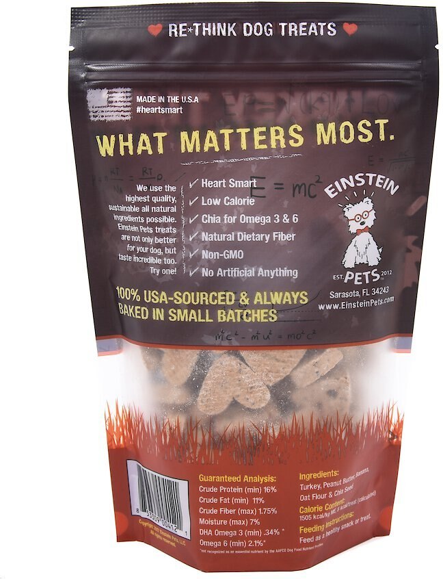 Einstein Pets Wheat-Free Turkey Time Real Turkey， Banana and Chia Natural Oven Baked Dog Treats， 8-oz bag