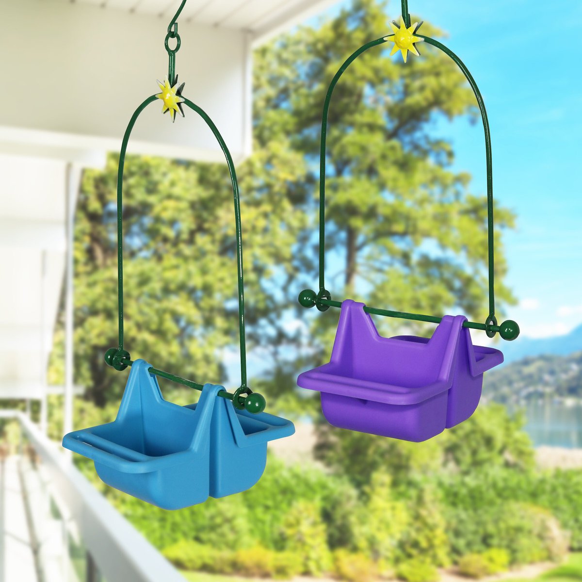 Exhart 2-Piece Hanging Basket Bird Feeder