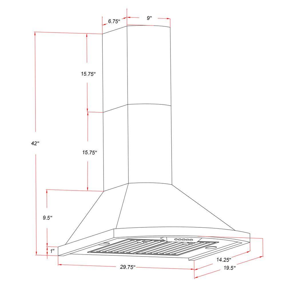 AKDY 30 in 343 CFM Convertible Wall Mount Range Hood with LED Lights and Push Control in Embossed Copper with Carbon Filters