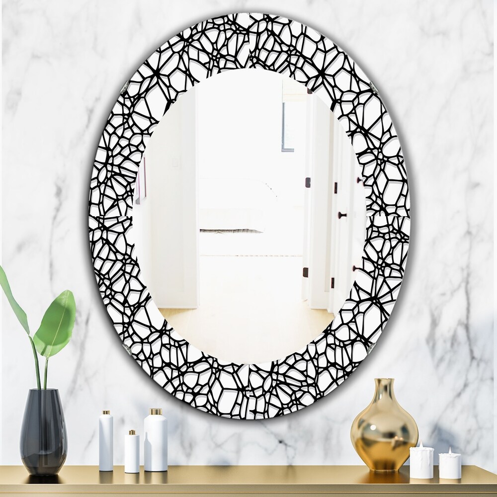Designart 'Abstract Mosaic Pattern' Printed Modern Mirror   Oval or Round Wall Mirror