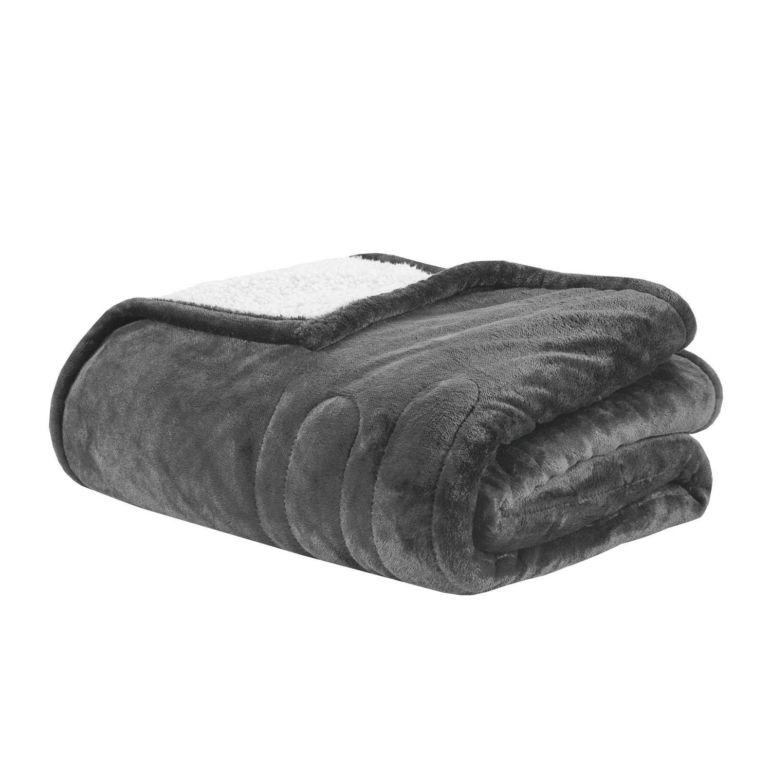 Woolrich Heated Plush to Berber Throw， 60and#215;70 ， Grey