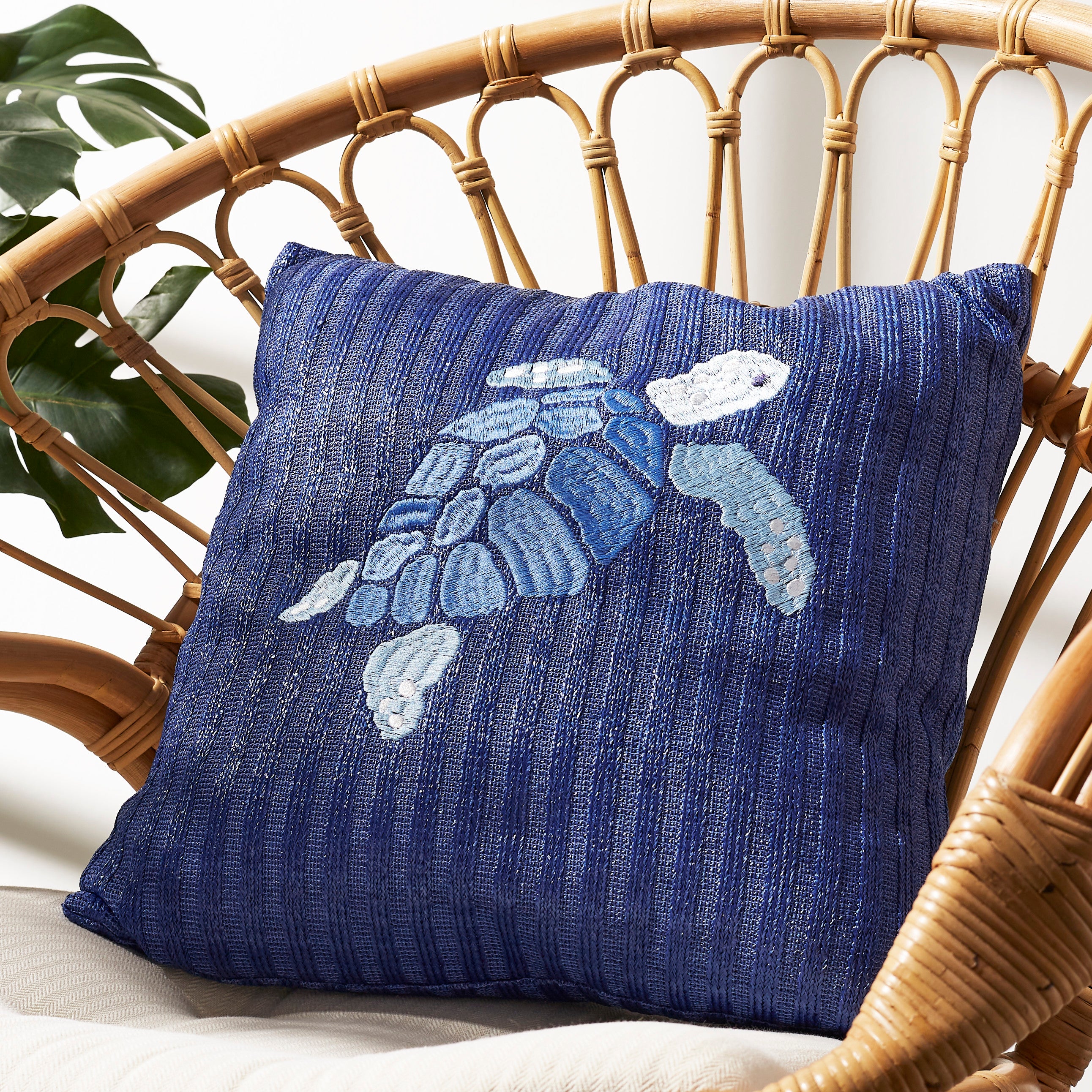 Embroidered Straw Pillow