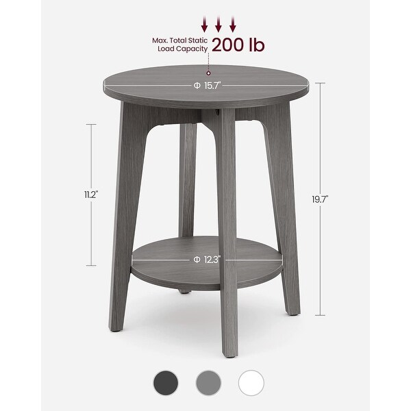 Round Side Table with Lower Shelf，End Table for Small Spaces