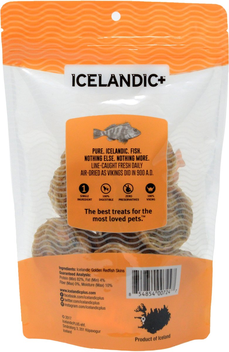 Icelandic+ Redfish Skin Rolls Fish Dog Treat， 3.0-oz bag