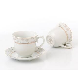 Lorren Home Trends Lorren Home 8 oz. Gold Floral Tea and Coffee Set Porcelain (Set of 4) Blossom-4