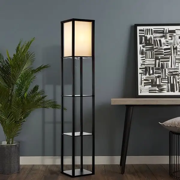 GetLedel 63-inch Etagere Floor Lamp with 3-tier Storage Shelf