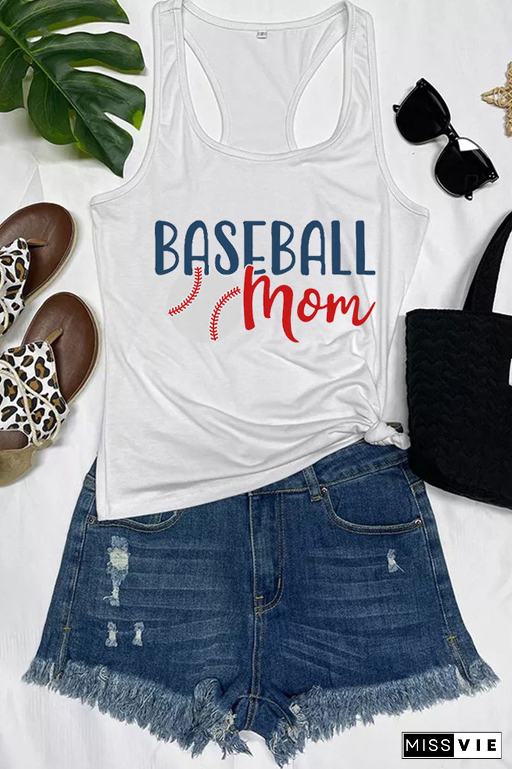 Baseball Mom Printed Sleeveless Tank Top Wholesale