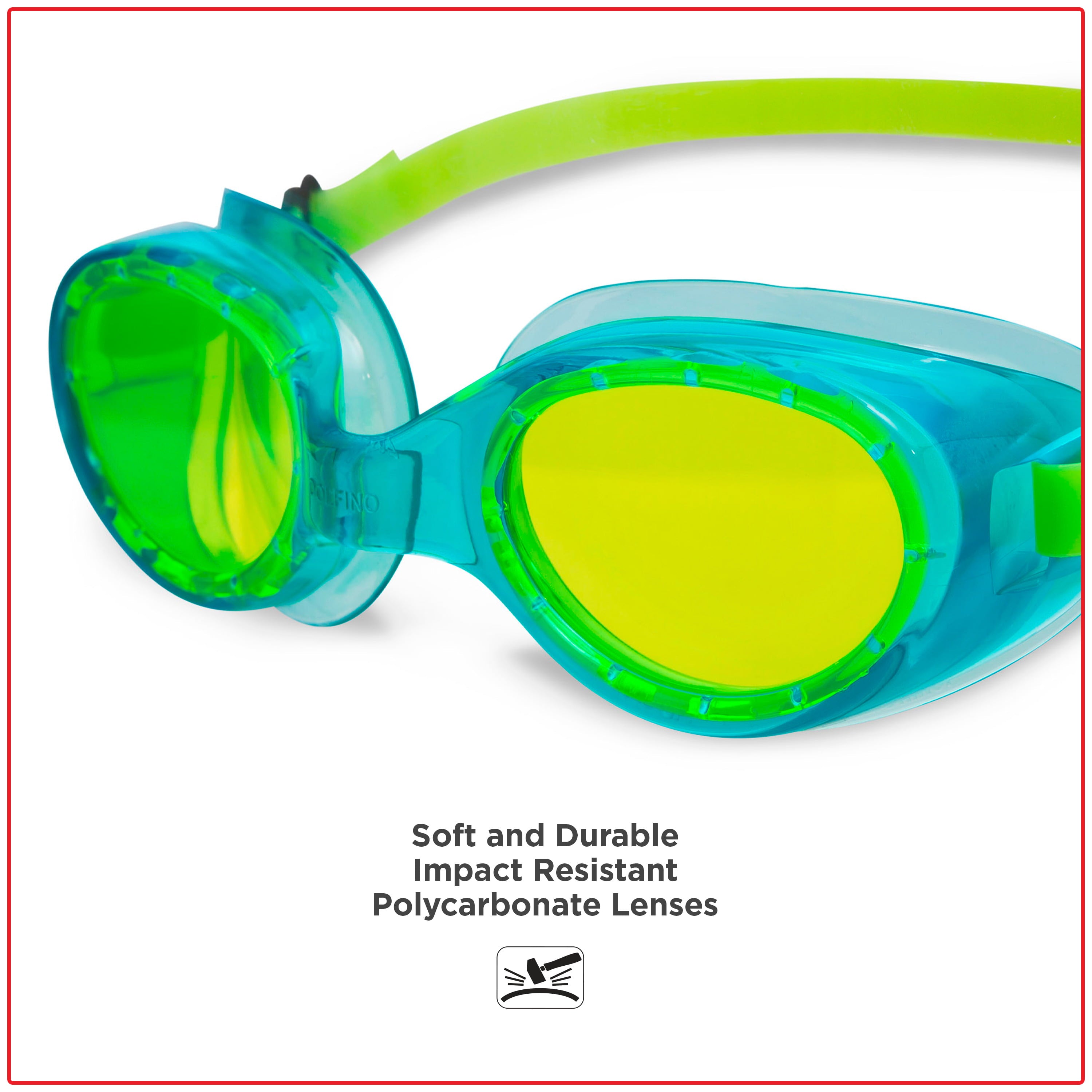 Dolfino Youth Latex Free Swim Goggles with Silicone Strap and UV Protection (3 Pack)