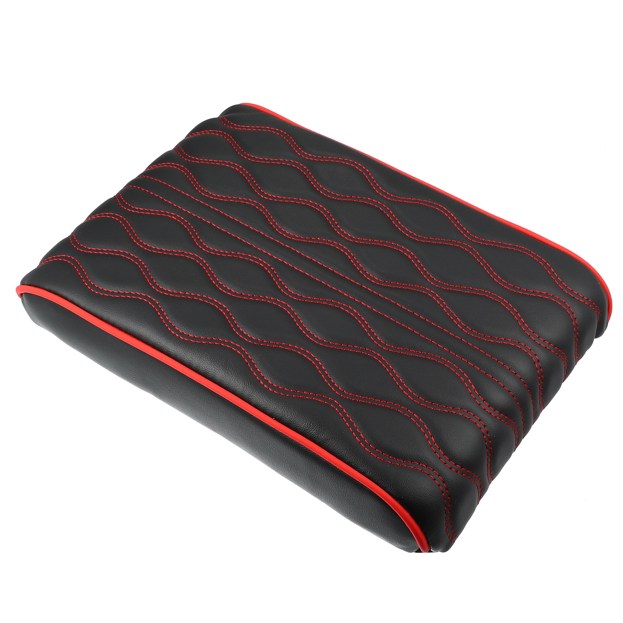 Car Armrest Cushion Cover Center Console Box Pad Waterproof Faux Leather Cushion Pad Protector Universal Black Red