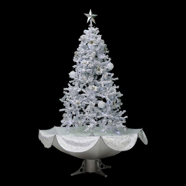 6' Lighted Musical Snowing Artificial Tinsel Christmas Tree，White LED