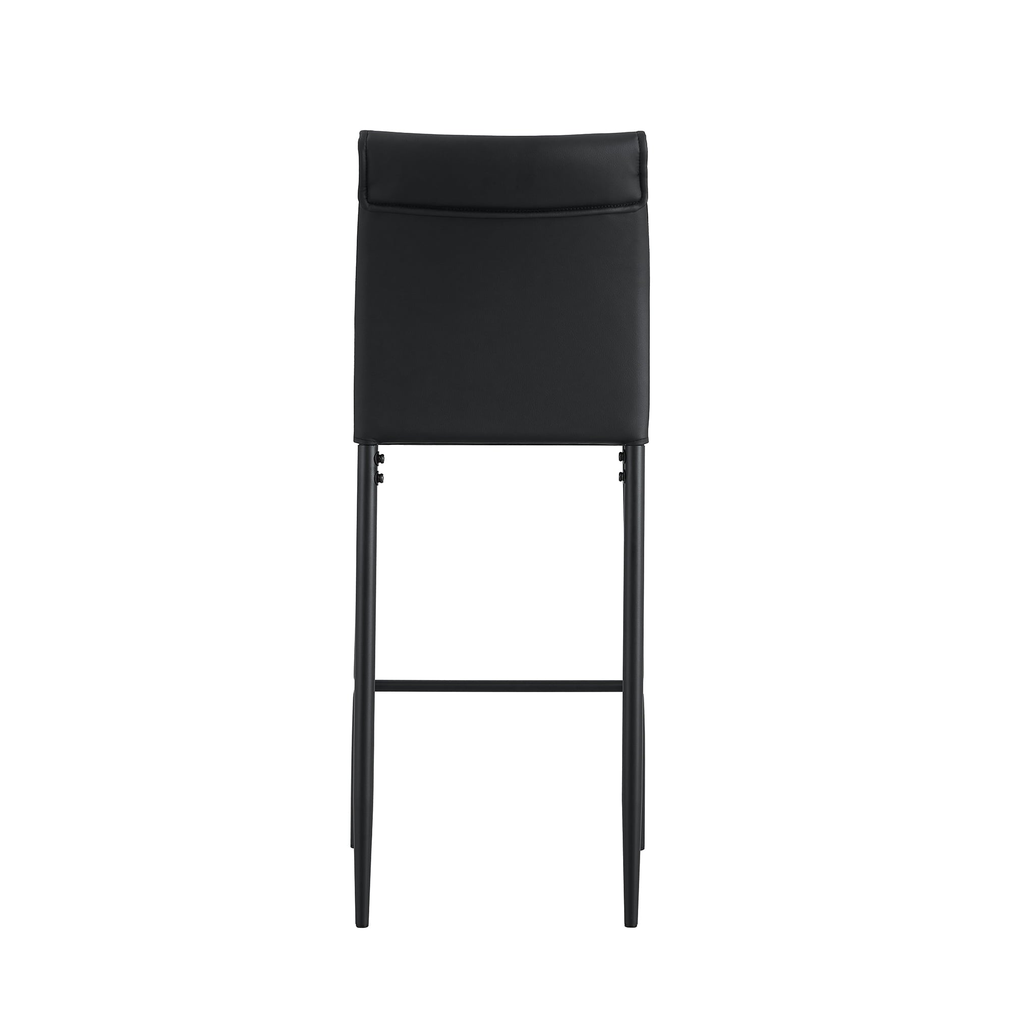 Bar Stools Set of 2， Leather Kitchen Bar with Back for Living Room， Kitchen，Black