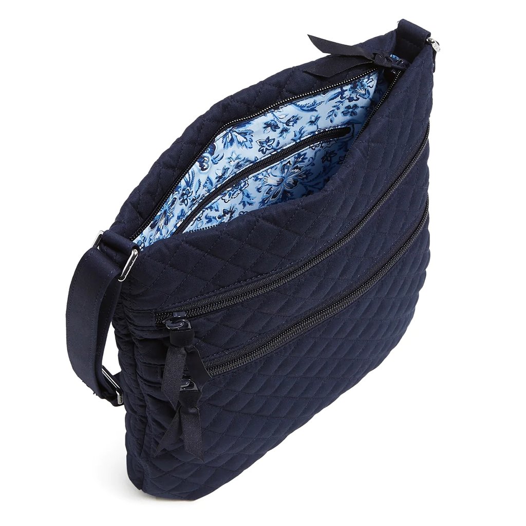 Vera Bradley  Triple Zip Hipster Crossbody Bag In Recycled Cotton Classic Navy