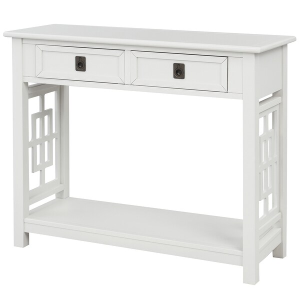 Console Table/Side Table with 2 Drawers and Bottom Shelf