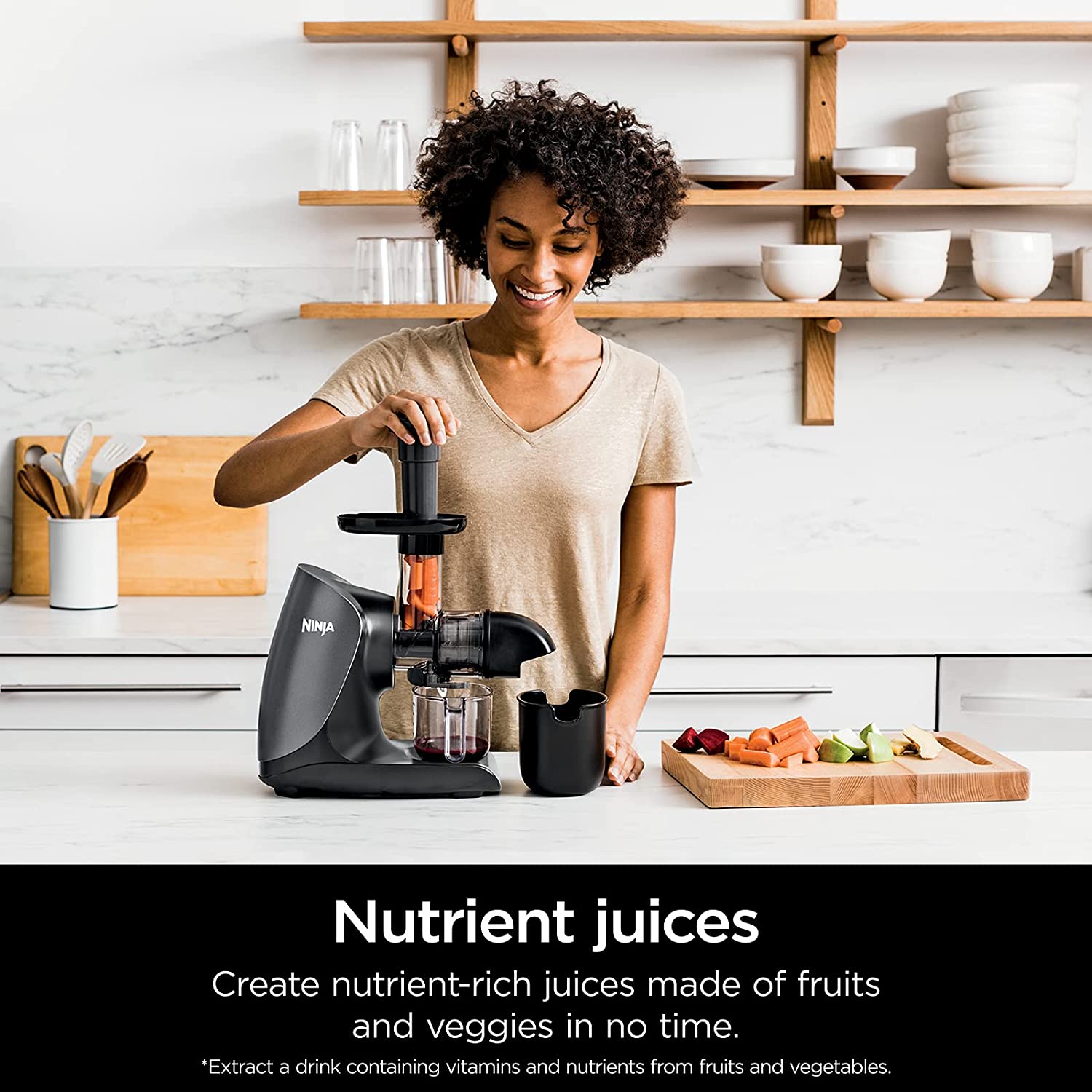 Restored Ninja JC101 Cold Press Pro Compact Powerful Slow Juicer with Total Pulp Control and Easy Clean， Graphite (Refurbished)