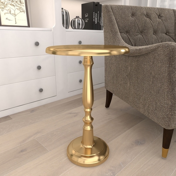 Gold Aluminum Traditional Accent Table 22 x 15 x 15