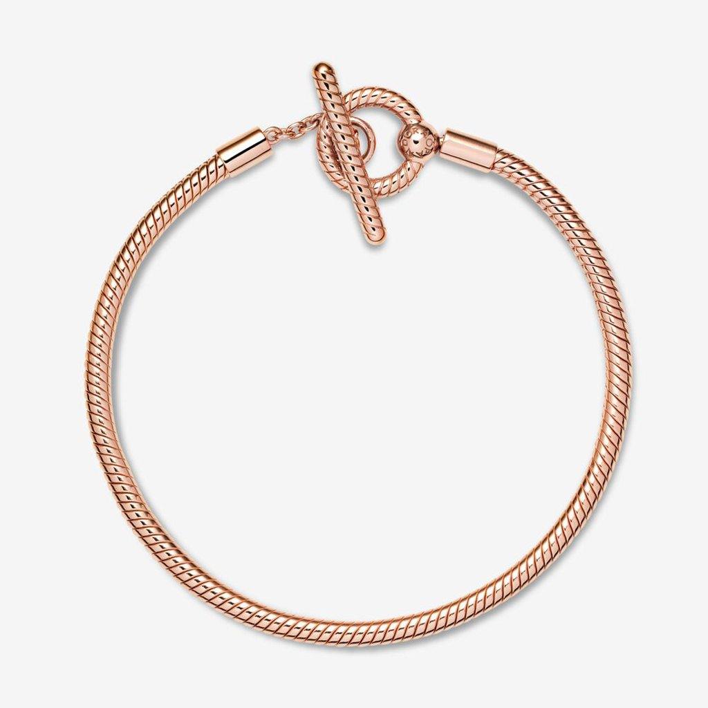 PANDORA  Pandora Moments T-Bar Snake Chain Bracelet in Rose Gold