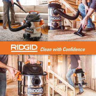 RIDGID 10 Gallon 6.0 Peak HP Stainless Steel WetDry Shop Vacuum with Filter Locking Hose and Accessories WD1060