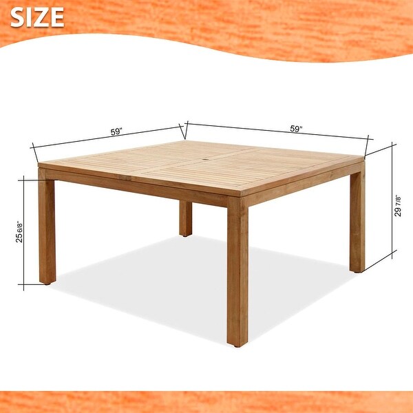 Amazonia Brown Square Teak Wood Outdoor Dining Table