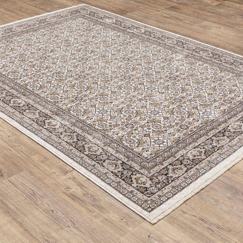 StyleHaven Mascotte Intricate Floral Panel Fringed Area Rug