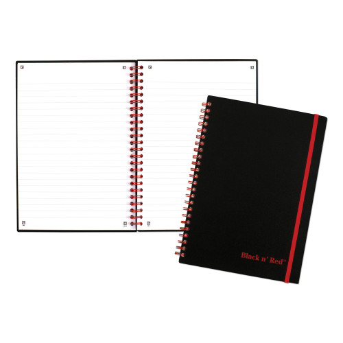 Black n' Red Flexible Cover Twinwire Notebook， SCRIBZEE Compatible， 1 Subject， Wide/Legal Rule， Black Cover， 8.25 x 5.63， 70 Sheets (C67009)