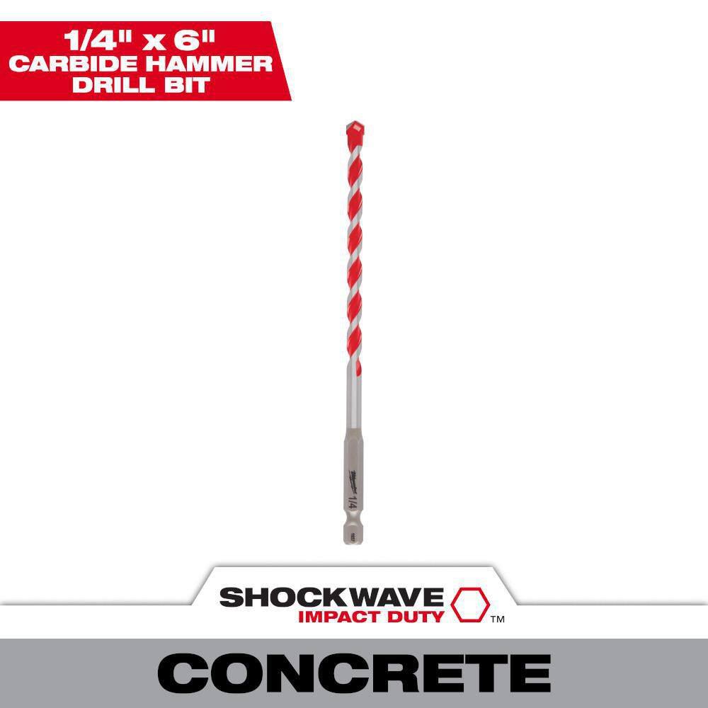 MW 14 in. x 4 in. x 6 in. SHOCKWAVE Carbide Hammer Drill Bit for Concrete Stone Masonry Drilling 48-20-9011