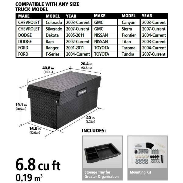 Husky 40.8 in. Matte Black Aluminum Full Size Chest Truck Tool Box 102400-53-01