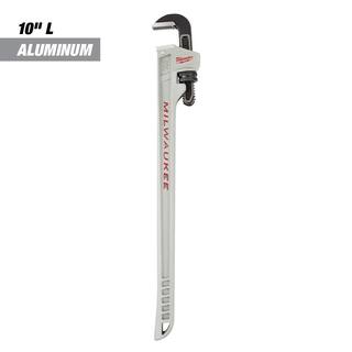 MW 10 in. Aluminum Pipe Wrench with Power Length Handle with 1.25 in. Basin Wrench (2-Piece) 48-22-7213-48-22-7001