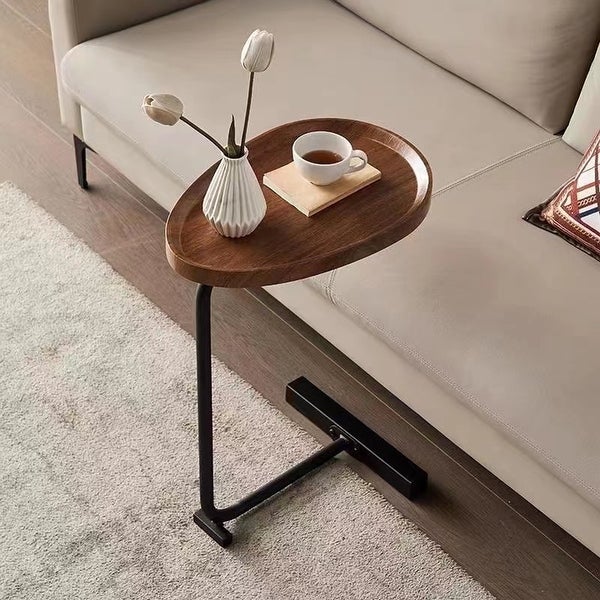 2-pieces Brown C-shaped Side Table