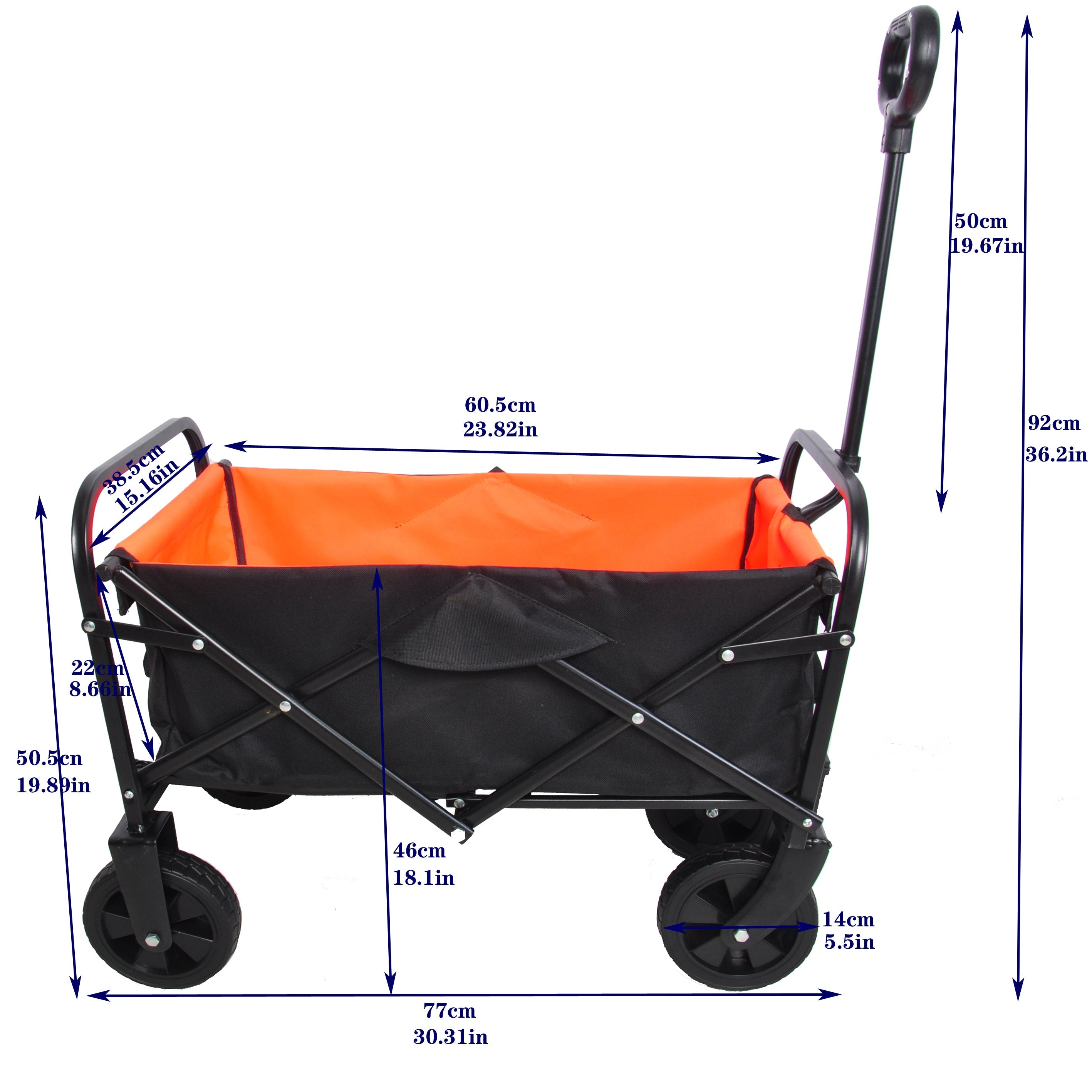 Collapsible Folding Utility Wagon Quad Compact Outdoor Garden Camping Cart Removable Fabric