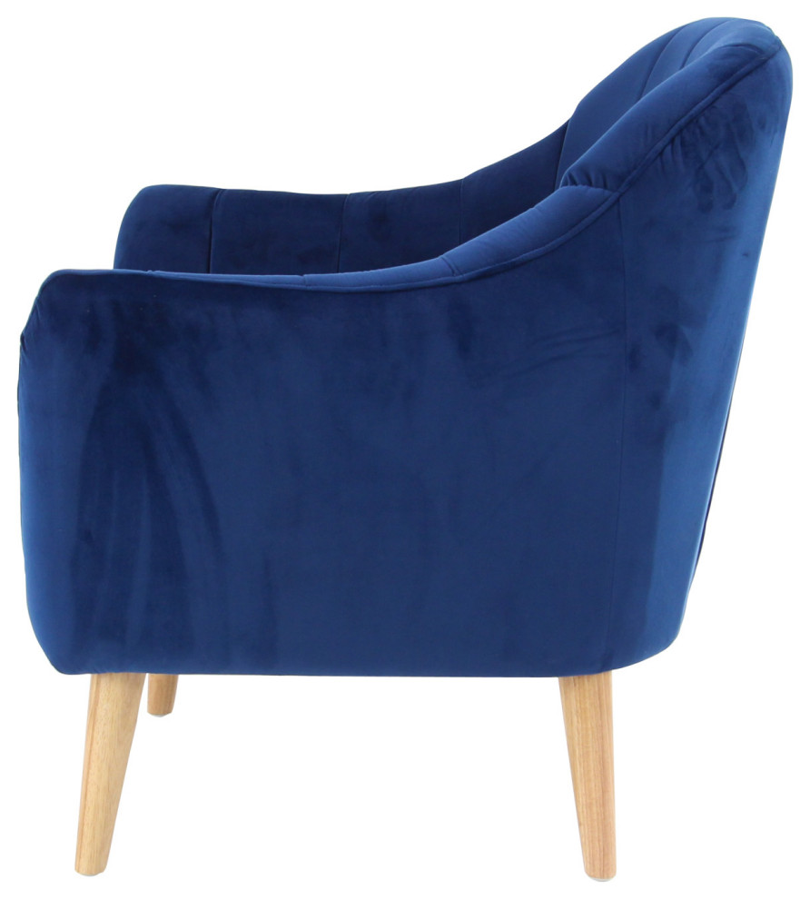 Blue Polyester and Wood Modern Accent Chair 38372   Midcentury   Armchairs And Accent Chairs   by Brimfield  ampMay  Houzz