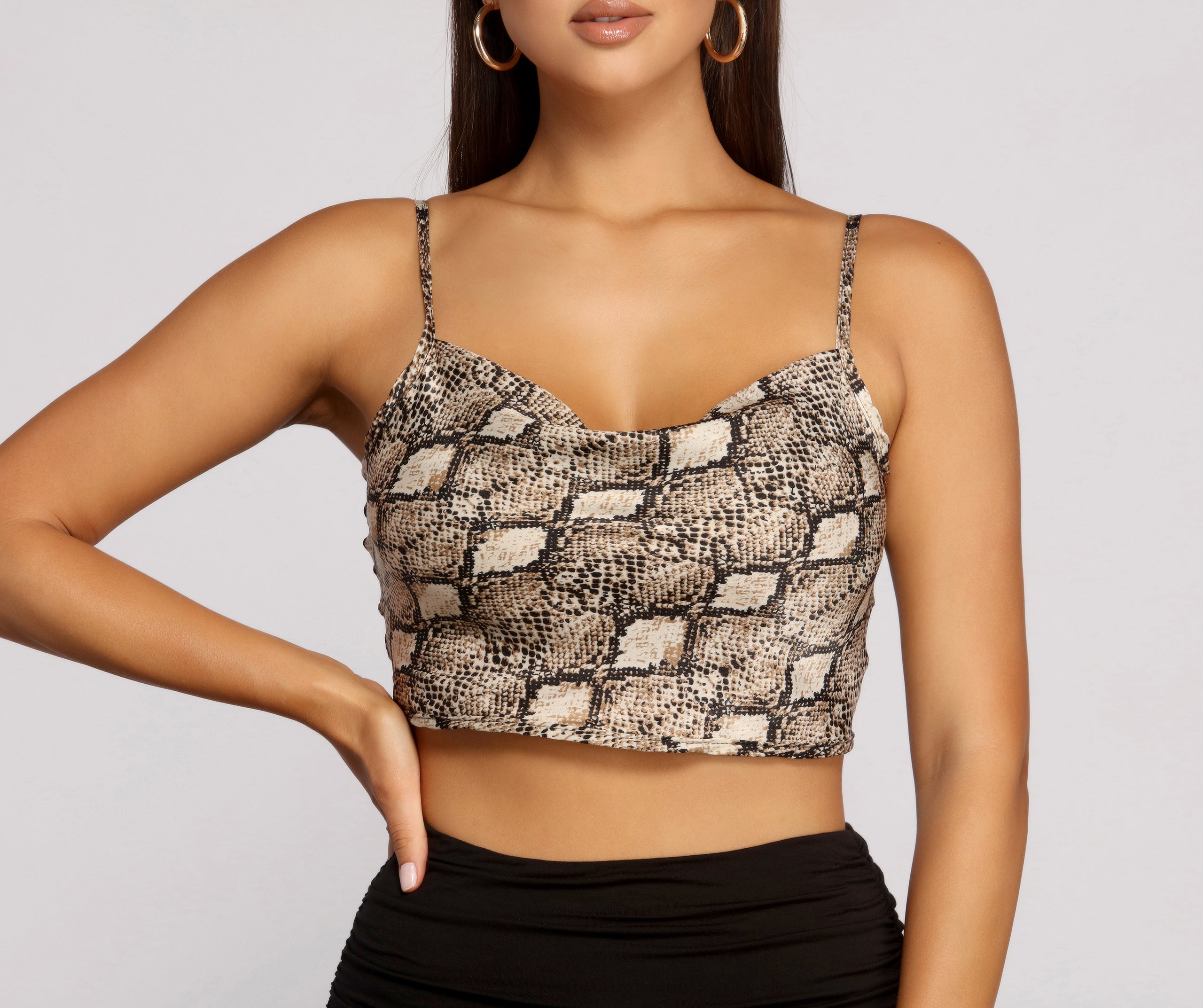 Sleek Satin Snake Crop Top