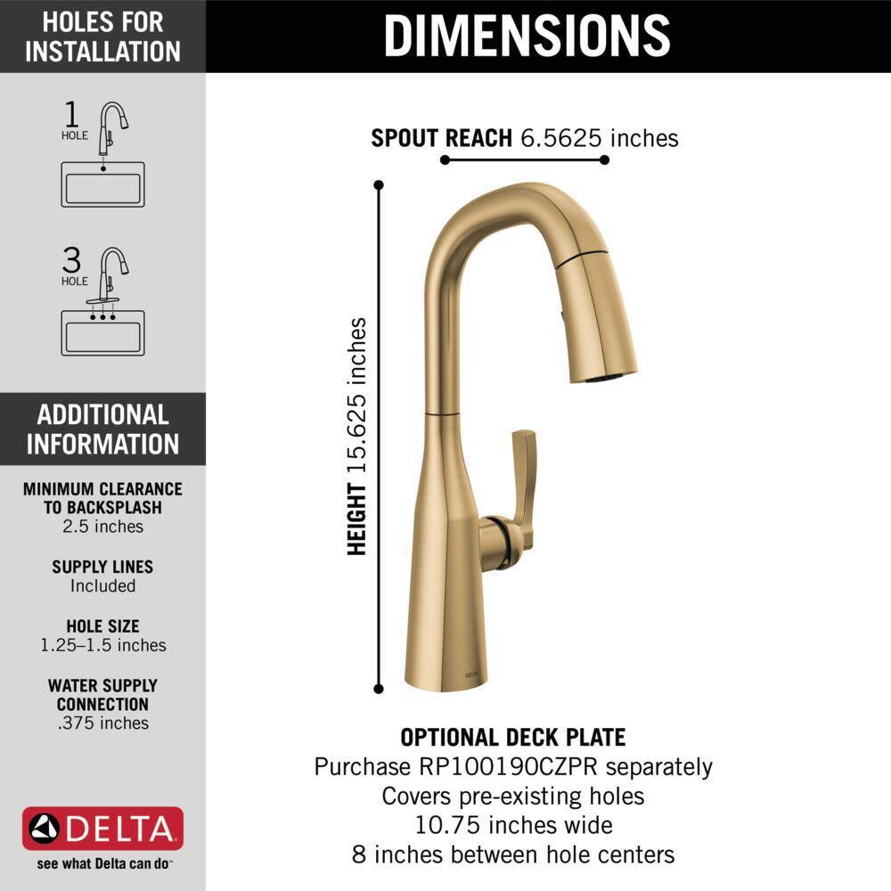 Delta Stryke Single Handle Bar Faucet in Lumicoat Champagne Bronze 9976-CZ-PR-DST