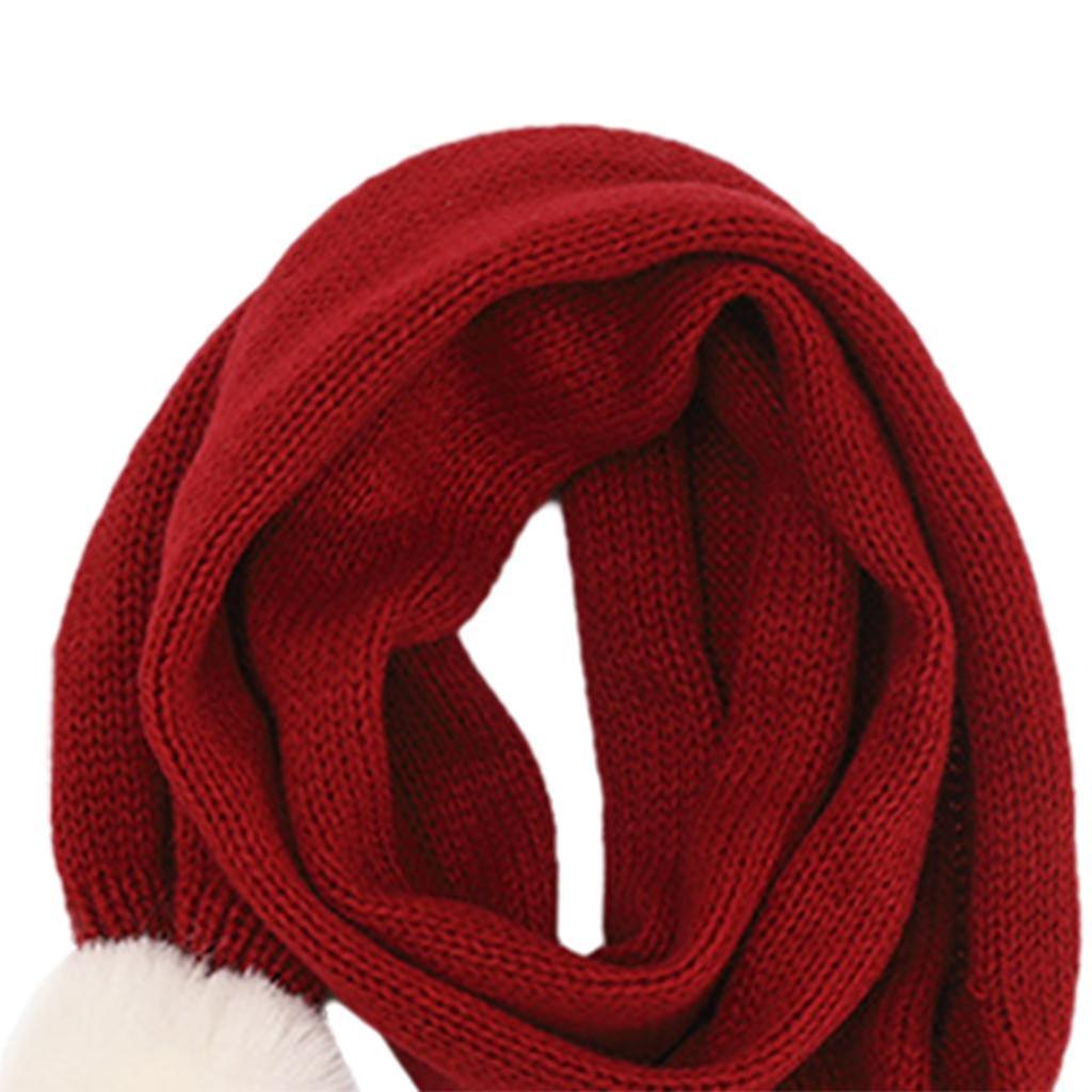 2x Winter Warm Neck Scarf With Pom For Children Boys Girls Red