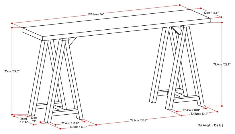 Simpli Home Sawhorse Console Table in Dark Chestnut Brown   Transitional   Console Tables   by Homesquare  Houzz