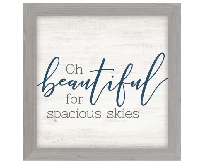 P. Graham Dunn Oh Beautiful for Spacious Skies 7 x 7 Textured Framed Sign - Q00925RK