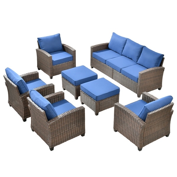 HOOOWOOO 7piece Outdoor Patio Furniture Set Wicker Conversation Sofa Set