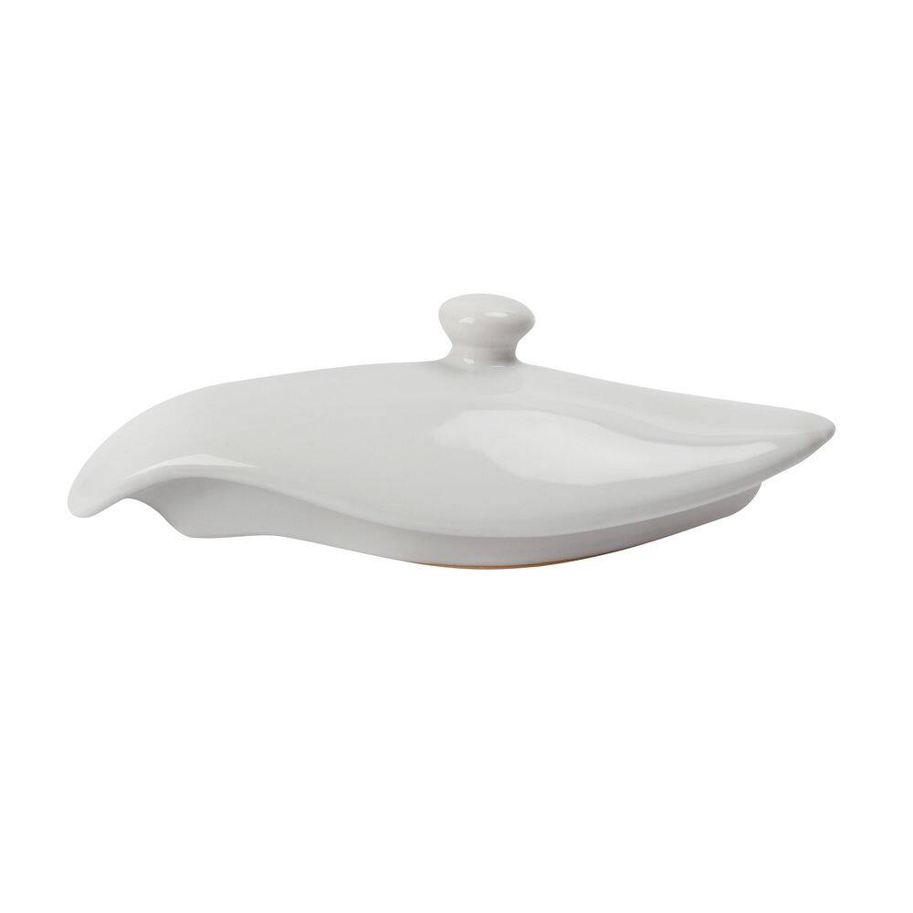 LEXI HOME 14 oz. White Ceramic Electric Gravy Boat Warmer with Lid and Detachable Power Cord LB5472